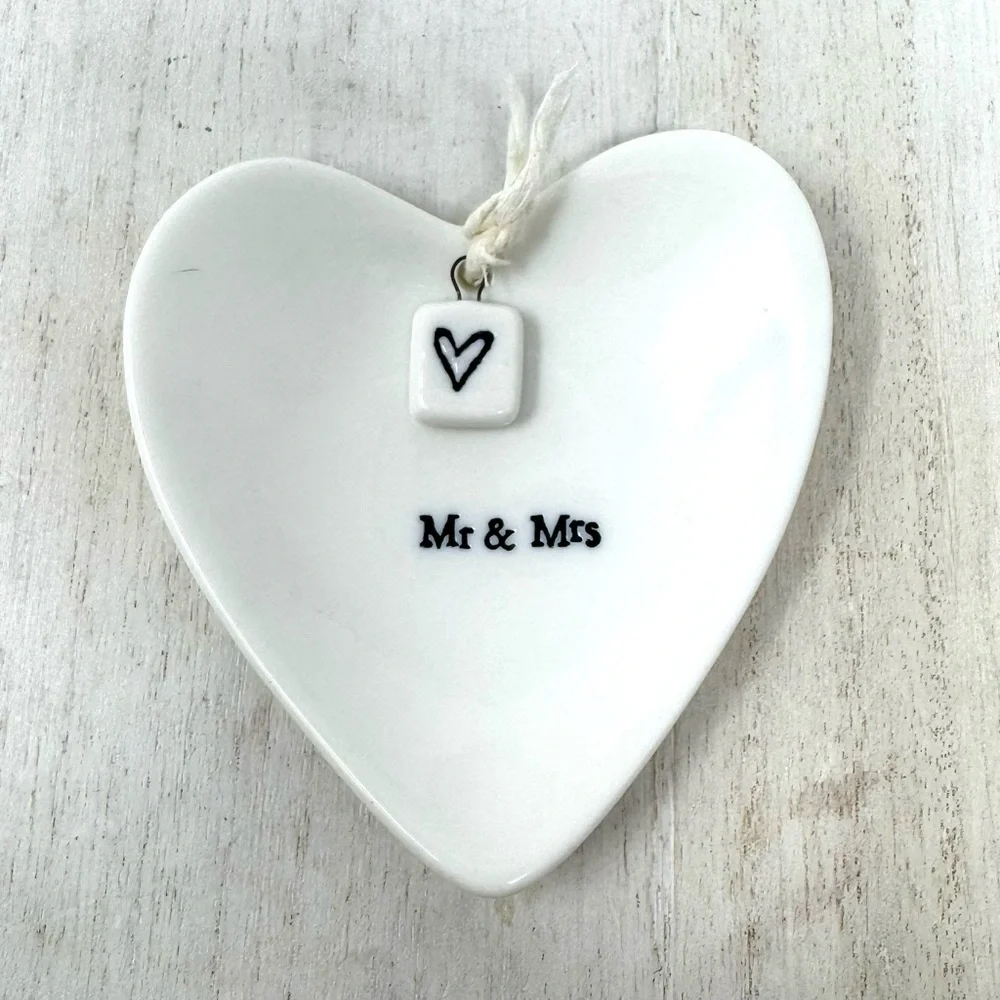 Mr. & Mrs. ceramic trinket heart